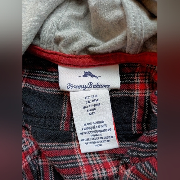 Boy's Flannel Hoodie by Tommy Bahama, Size 18M - Picture 4 of 5